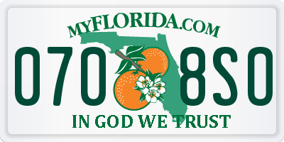 FL license plate 0708SO