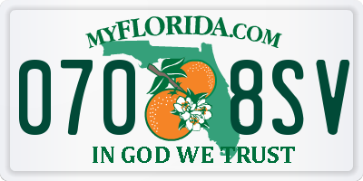 FL license plate 0708SV