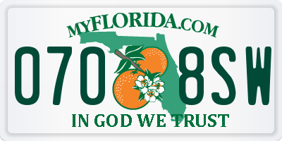 FL license plate 0708SW