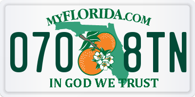 FL license plate 0708TN