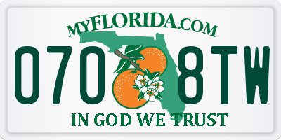 FL license plate 0708TW