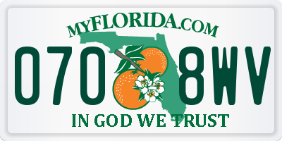FL license plate 0708WV