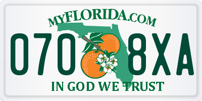 FL license plate 0708XA