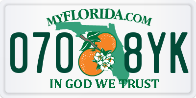 FL license plate 0708YK