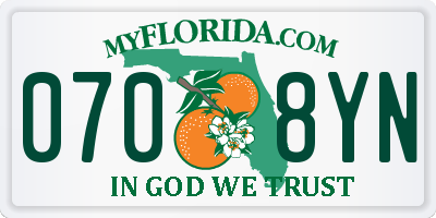 FL license plate 0708YN