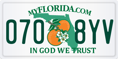 FL license plate 0708YV
