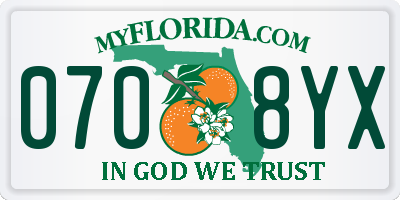 FL license plate 0708YX