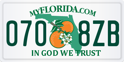 FL license plate 0708ZB