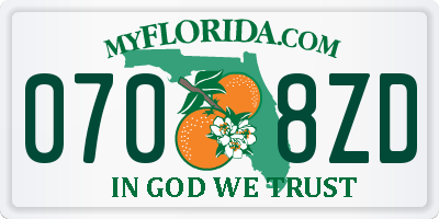 FL license plate 0708ZD