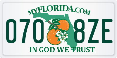 FL license plate 0708ZE