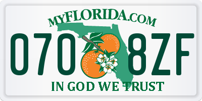FL license plate 0708ZF