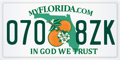 FL license plate 0708ZK