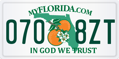 FL license plate 0708ZT
