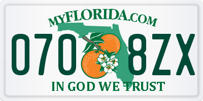 FL license plate 0708ZX