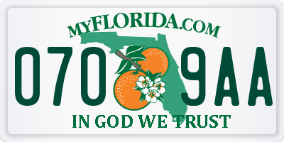 FL license plate 0709AA