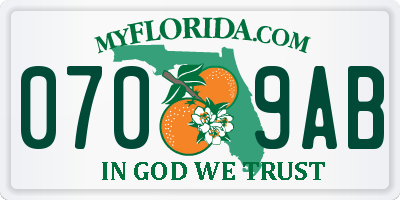 FL license plate 0709AB