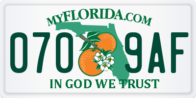 FL license plate 0709AF