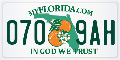 FL license plate 0709AH