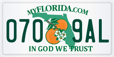 FL license plate 0709AL