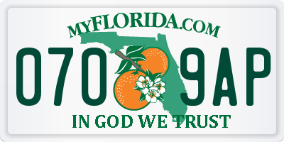 FL license plate 0709AP