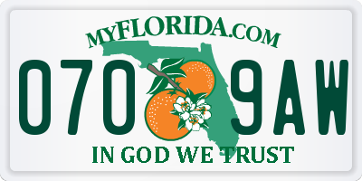 FL license plate 0709AW