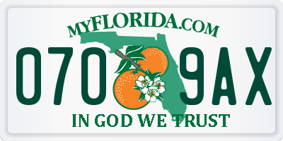 FL license plate 0709AX