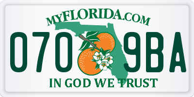 FL license plate 0709BA