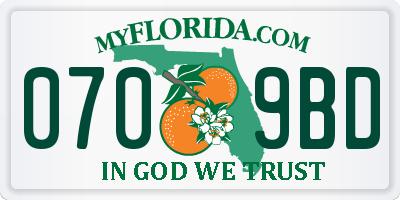 FL license plate 0709BD