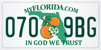 FL license plate 0709BG