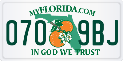 FL license plate 0709BJ