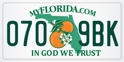 FL license plate 0709BK