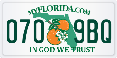 FL license plate 0709BQ