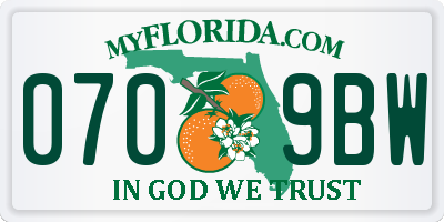 FL license plate 0709BW