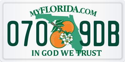 FL license plate 0709DB