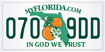 FL license plate 0709DD