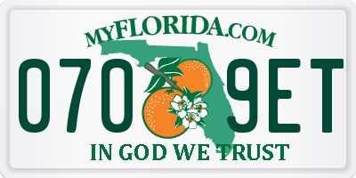 FL license plate 0709ET