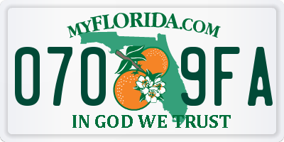 FL license plate 0709FA