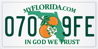 FL license plate 0709FE