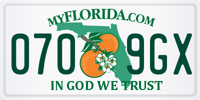 FL license plate 0709GX