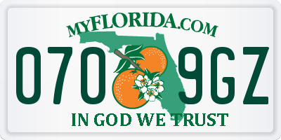 FL license plate 0709GZ