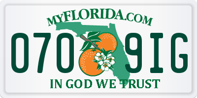 FL license plate 0709IG