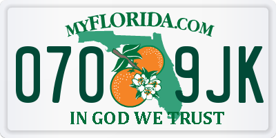 FL license plate 0709JK