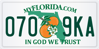 FL license plate 0709KA