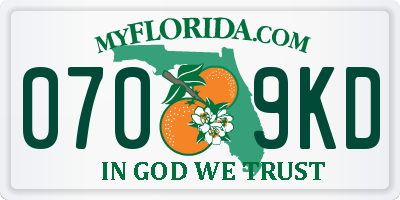 FL license plate 0709KD