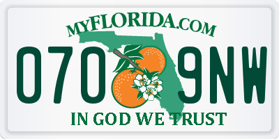 FL license plate 0709NW