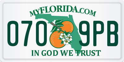 FL license plate 0709PB