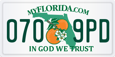 FL license plate 0709PD