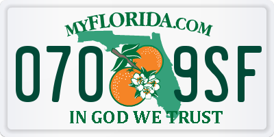 FL license plate 0709SF