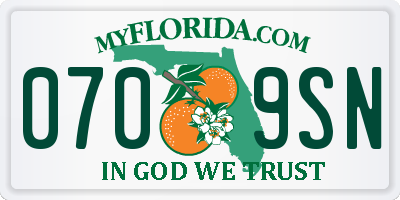FL license plate 0709SN