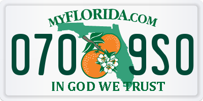 FL license plate 0709SO